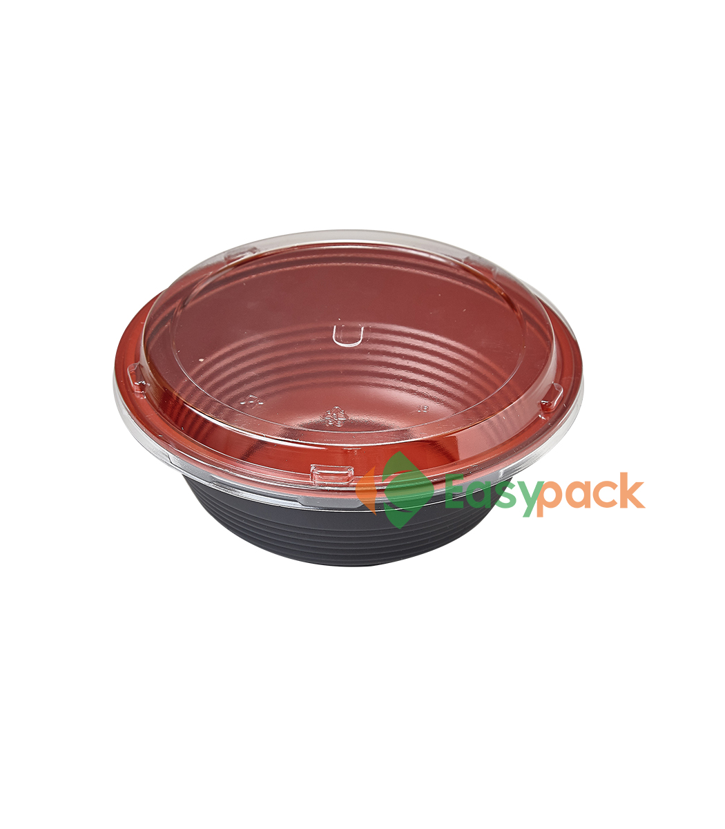 700 ml Round Microwavable PP Food Bowl With Clear Lid - Easypack