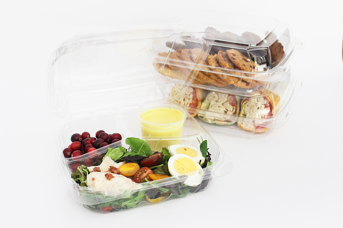 8 inch 3-comp Recyclable Clamshell Salad Packaging