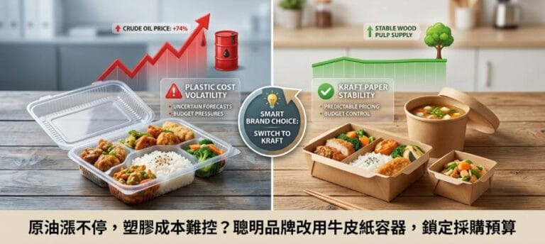 原油漲不停，塑膠成本難控？聰明品牌改用牛皮紙容器，鎖定採購預算
