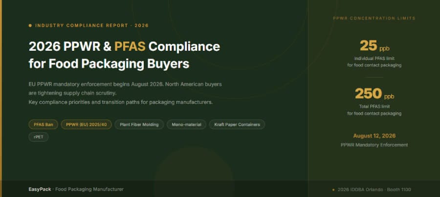 2026 PPWR & PFAS Compliance for Food Packaging Buyers: EU Enforcement Dates and North American Requirements