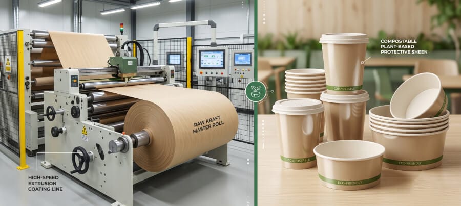 Industrial kraft paper rolls and plant-based PLA coated paper packaging solutions for large-scale low-carbon B2B supply chains