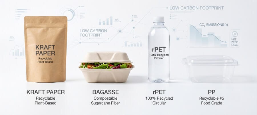 Carbon footprint of food packaging materials: Data-driven guide for enterprise Scope 3 greenhouse gas reduction