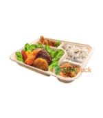 Rectangular 4-Compartment Bagasse Container
