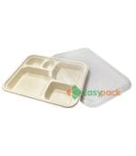 Rectangular 5-Compartment Bagasse Container