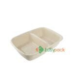 Rectangular 2-Compartment Bagasse Container 30 oz