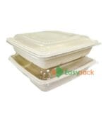 Square Bagasse Takeout Container 47 oz