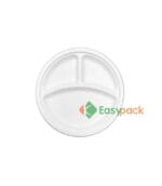 10 Inch 3-Compartment Bagasse Round Plate
