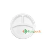 Bagasse Round Plate 10 inch 3-Comp SR-103