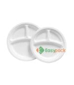 10 Inch 3-Compartment Bagasse Round Plate