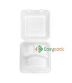 9 Inch 3-Compartment Bagasse Clamshell Container