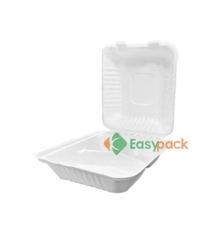 9 Inch 3-Compartment Bagasse Clamshell Container