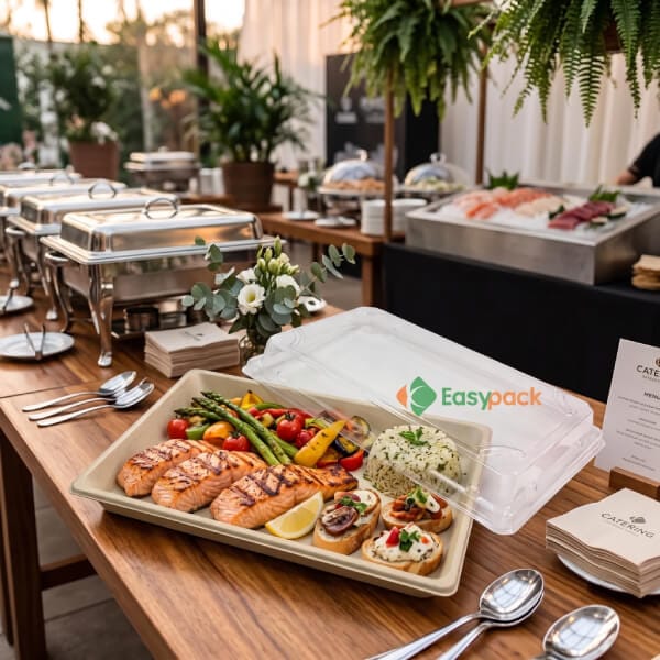 Bagasse Pulp Sushi Boxes and Trays For Catering and Specialty Food Events