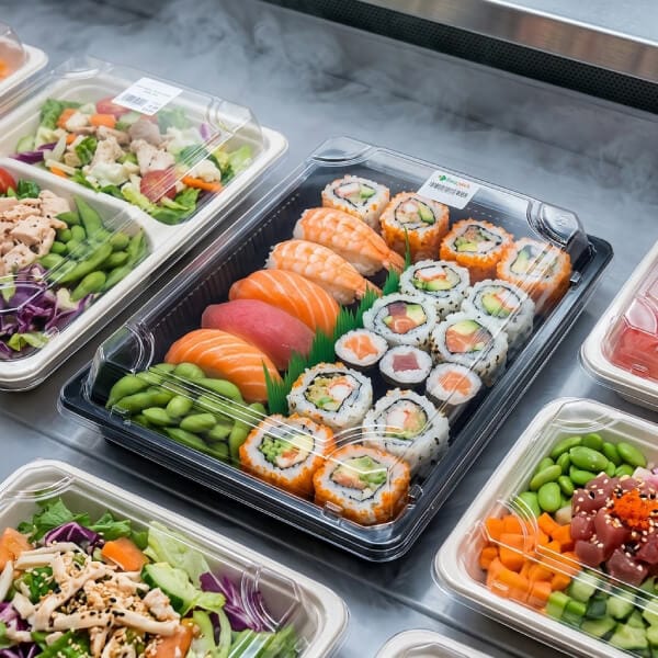 High-Clarity Anti-Fog Lid Sushi Plastic Containers
