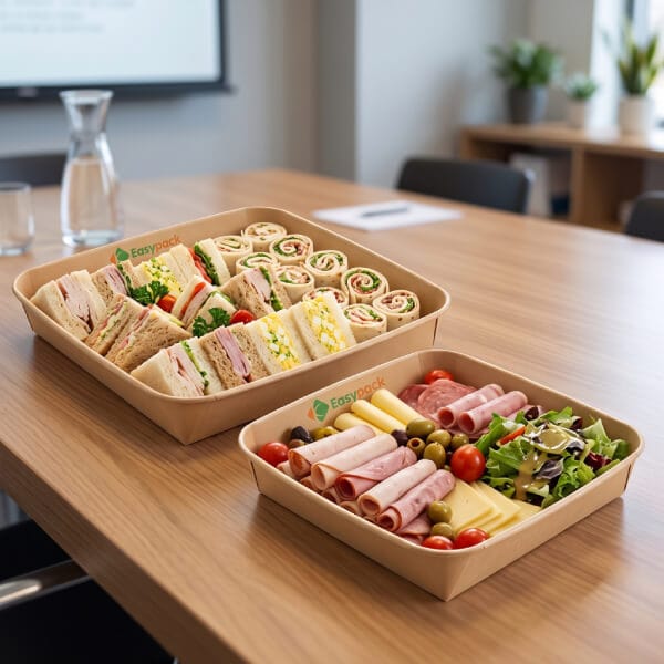 Kraft Paper Catering Trays For Corporate Catering and Office Lunch Service