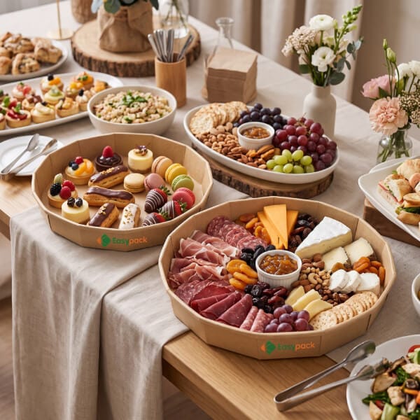 Kraft Paper Catering Trays For Wedding and Event Reception Buffet