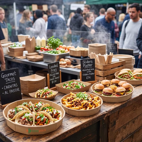 Kraft Paper Catering Trays For Food Market and Festival Vendor Service