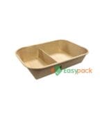 2-Compartment Rectangular Kraft Paper Takeout Container 1000ml (32oz)