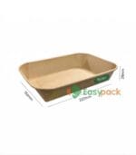 Rectangular Kraft Paper Takeout Container 750ml (24oz)