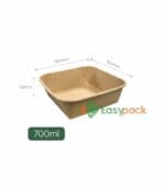 Square Kraft Paper Takeout Container 700ml (24oz)
