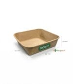 Square Kraft Paper Takeout Container 1000ml (32oz)
