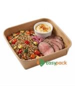 Square Kraft Paper Takeout Container 1000ml (32oz)