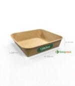 Square Kraft Paper Food Container 1380ml (46oz)