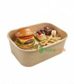 Rectangular Kraft Paper Takeout Container 750ml (24oz)