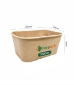 Rectangular Kraft Paper Takeout Container 1000ml (32oz)