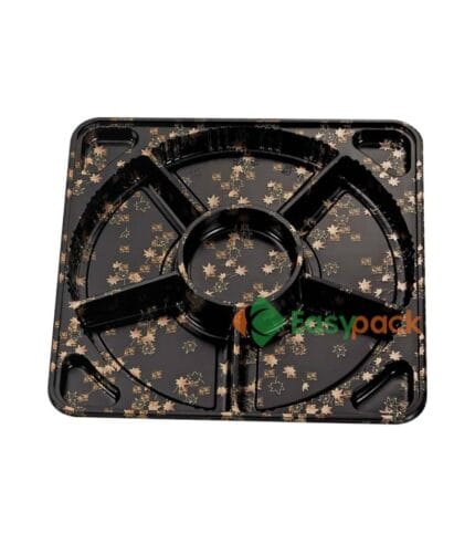 6-Compartment Square Plastic Catering Platter 15 inch