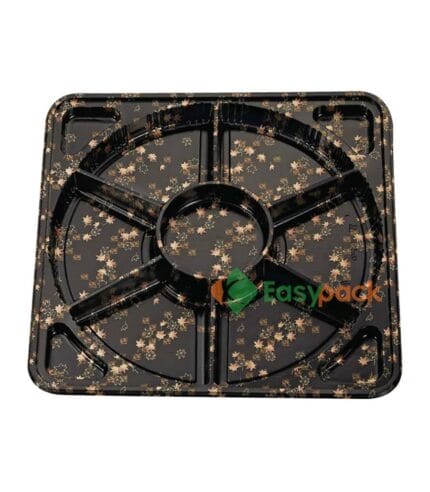 7-Compartment Square Plastic Catering Platter 18 inch