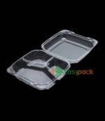 3-Compartment Plastic Clamshell Dessert Container 8 inch