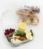 3-Compartment Plastic Clamshell Dessert Container 8 inch