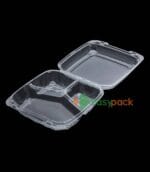 3-Compartment Plastic Clamshell Container 9 inch