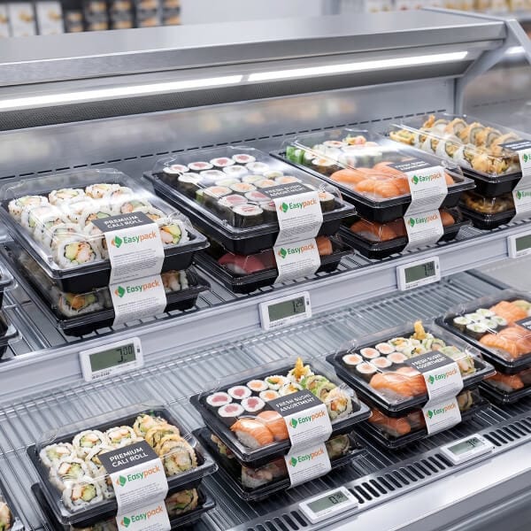 Clear Plastic Sushi Tray For Supermarket Refrigerated Ready-to-Eat Section