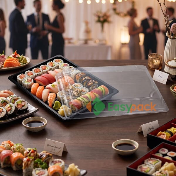 Clear Plastic Sushi Tray For Catering & Party Platters