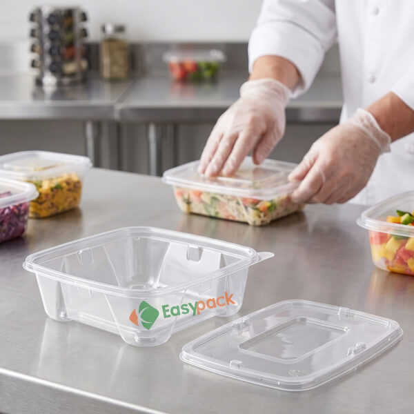 Tamper-Evident Plastic Container - Central Kitchen Meal Prep for Restaurant Chains